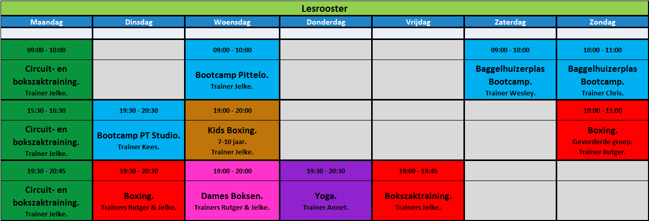 Huidig lesrooster.